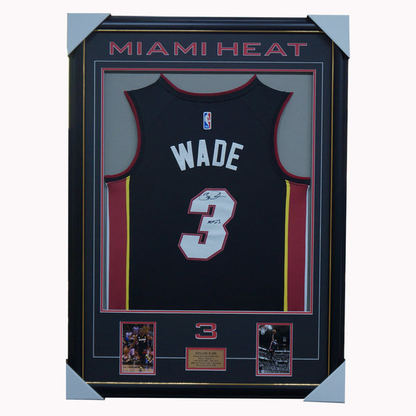 Dwyane Wade Miami Heat Signed Black Retirement Jersey Framed