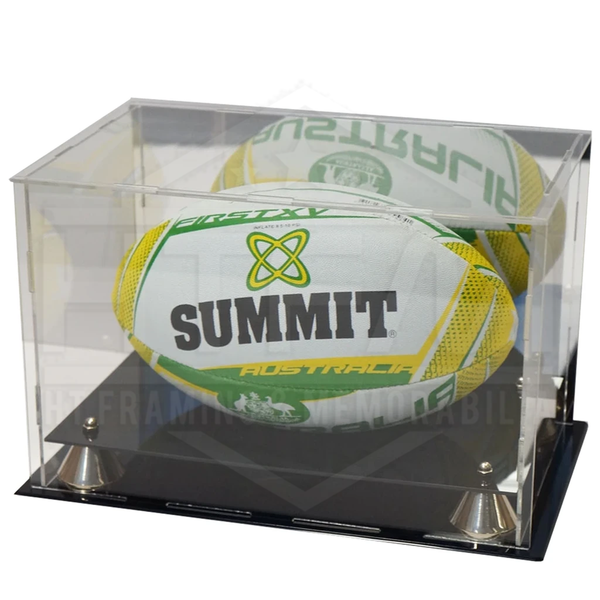 Acrylic Rugby Ball cheapest Display Case with Mirror, Risers and Clear Base (A004-CB)