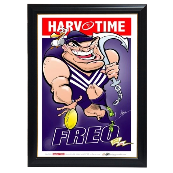 Fremantle Dockers Mascot Harv Time Print Framed 4214 Ht Framing