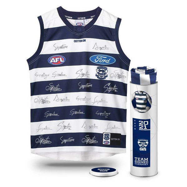 29 Official 2021 Geelong Cats AFL Jersey signed by squad