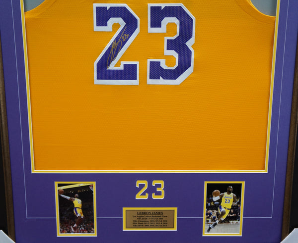 Lebron James Signed Los Angeles Lakers Yellow Jersey Frame 100% Authen – HT  Framing & Memorabilia