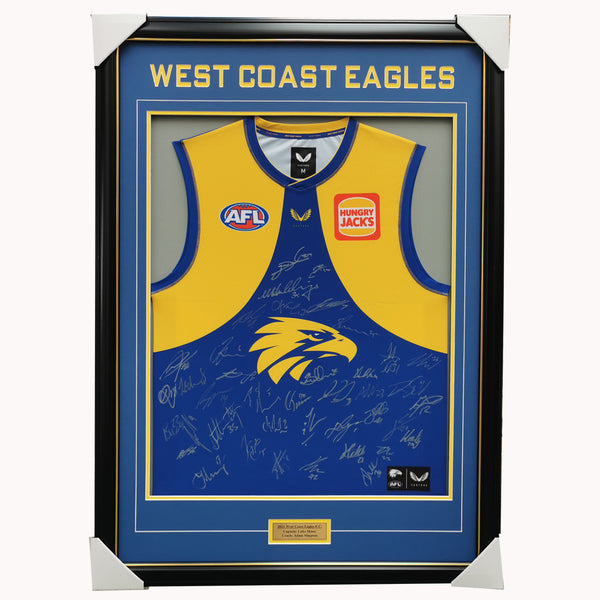 West Coast Eagles Squad Signed 2020 AFL Guernsey In Deluxe Packaging