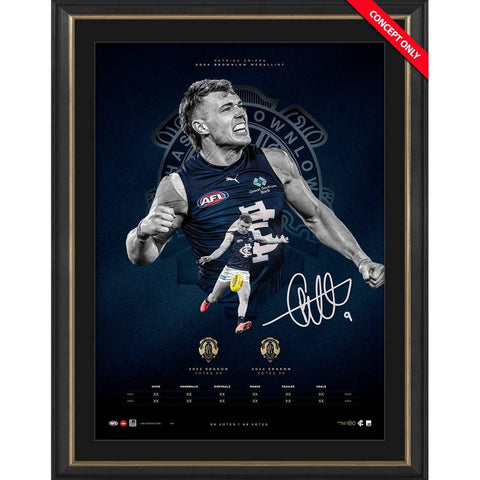 Patrick Cripps 2024 Signed Official AFL Carlton Brownlow Lithograph Framed - 6008