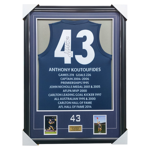 Anthony Koutoufides Carlton Career Signed Jumper Framed With Photos - 5944