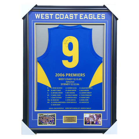 Ben Cousins 2006 Premiers Signed West Coast Eagles  Jersey Framed - 6059