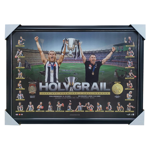 Collingwood 2023 AFL Premiers Holy Grail Deluxe Lithograph Framed - 7001