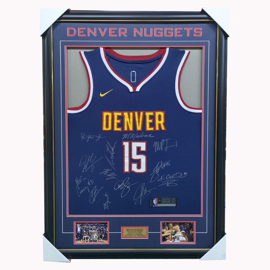 Denver Nuggets 2023 NBA Champions Team Signed Jersey Framed Jokic Murray - 7042