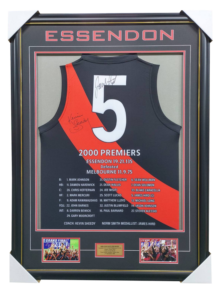 Essendon 2000 Premiers Dual Signed Jumper Framed James Hird & Kevin Sheedy - 5942