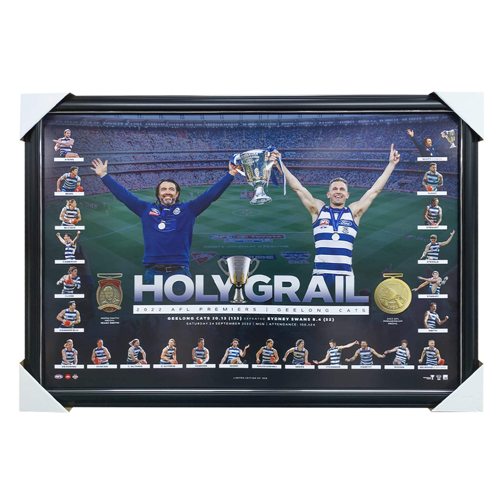 Geelong 2022 AFL Premiers Holy Grail Deluxe Lithograph Framed - 6099