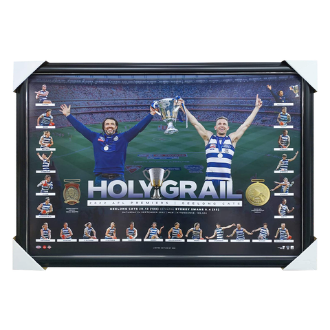 Geelong 2022 AFL Premiers Holy Grail Deluxe Lithograph Framed - 6099