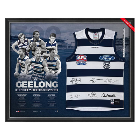 Geelong Cats 300 Game Club Signed Official AFL Guernsey Display Framed - 5920
