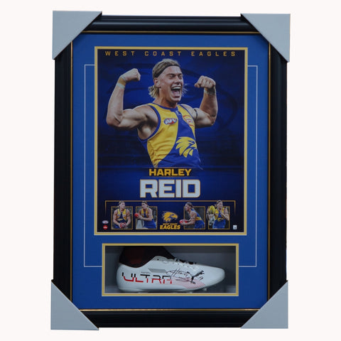 Harley Reid West Coast Eagles Official Licensed AFL Print Framed + Signed Boot - 6003