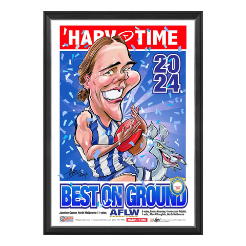 Jasmine Garner, 2024 AFLW Best on Ground, Harv Time Print Framed - 6093