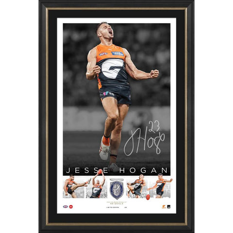 Jesse Hogan Signed GWS Giants 2024 Coleman Medal Icon Series Official AFL Print Framed - 5984