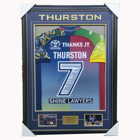 Johnathan Thurston Signed North Queensland Cowboys #7 L/E Jersey Framed - 7115