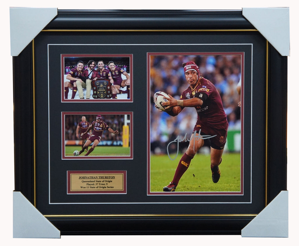 Johnathan Thurston Signed Queensland State of Origin Photo Collage Framed - 7099