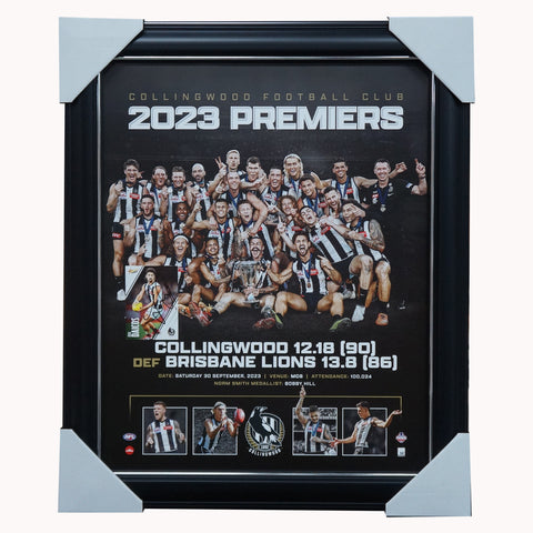 Collingwood 2023 AFL Premiers Official Print Framed + Signed Josh Daicos Card - 7112