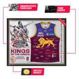 BRISBANE LIONS 2024 AFL PREMIERS OFFICIAL TEAM SIGNED GUERNSEY FRAMED - 6019