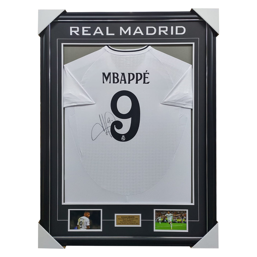 Kylian Mbappe Signed 2024/25 Real Madrid Jersey Framed - 6056