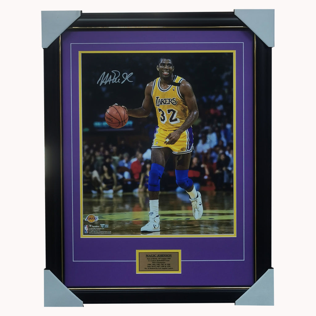 Magic Johnson Signed Official Fanatics LA Lakers NBA Photo 16 x 20 Framed - 7088