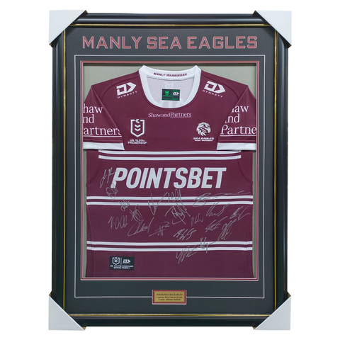 Manly Warringah Sea Eagles 2024 Team Signed Jersey Framed - 5987