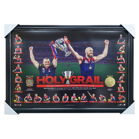 Melbourne Demons 2021 AFL Premiers Holy Grail Deluxe Lithograph Framed - 6098