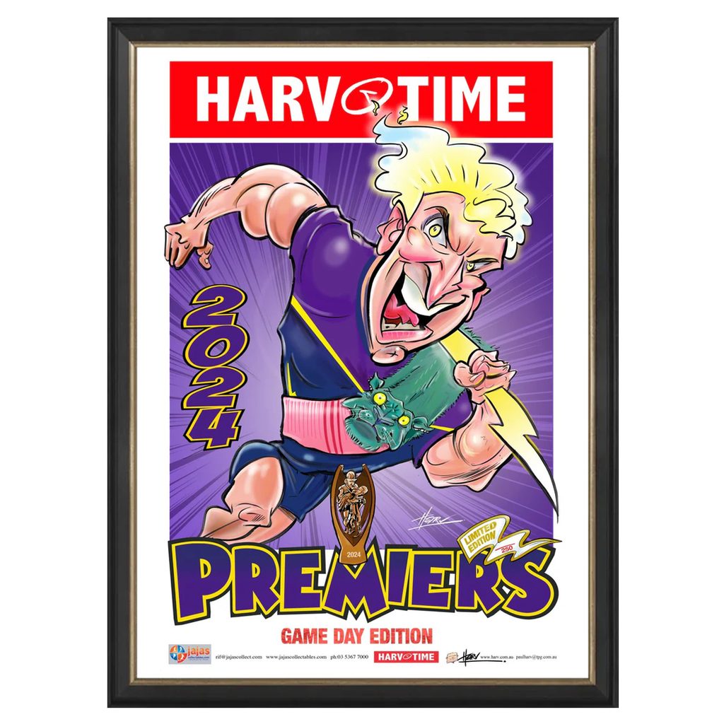 Melbourne Storm 2024 NRL Premiership GAME DAY Harv Time Print Framed - 6039