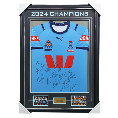 New South Wales 2024 State of Origin Signed Champions Jersey Framed - 6061