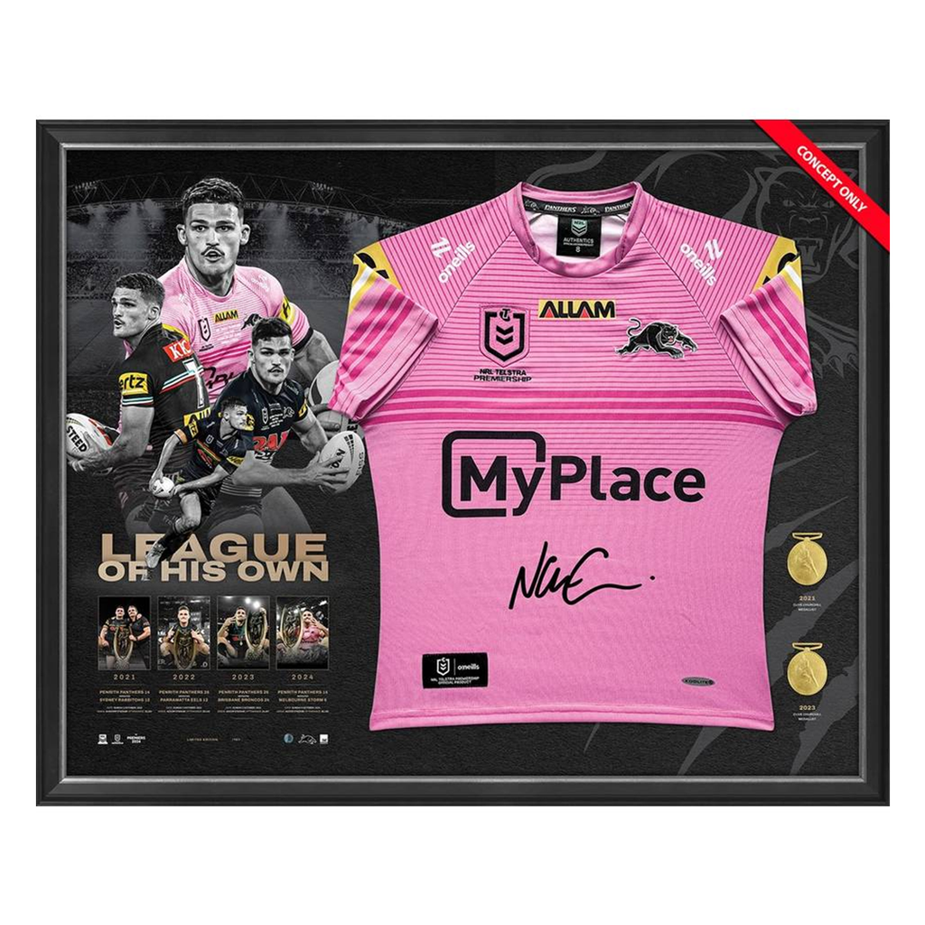 Nathan Cleary Signed Penrith 2024 NRL Premiers Official Jersey Framed - 6045