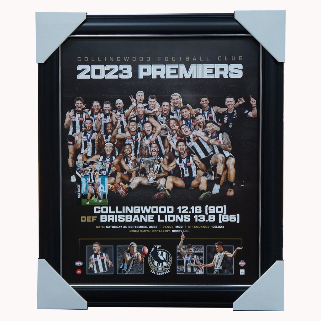 Collingwood 2023 AFL Premiers Official Print Framed + Signed Nick Daicos Card - 7113