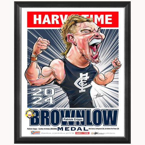 Patrick Cripps 2024 Brownlow Medal Carlton Harv Time Limited Edition Print Framed - 6009