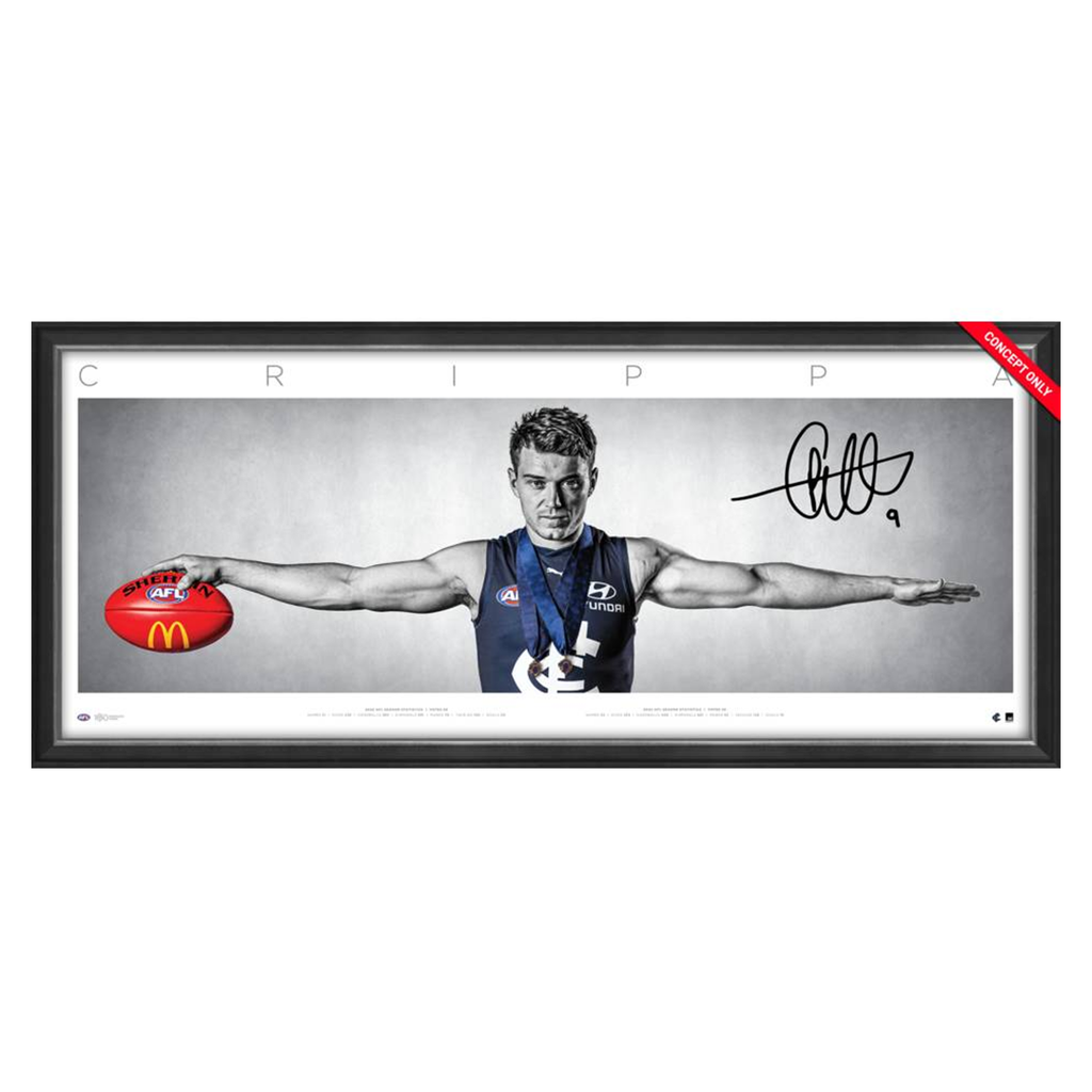 Patrick Cripps Signed Carlton Dual Brownlow Wings Official AFL Print Framed - 6088