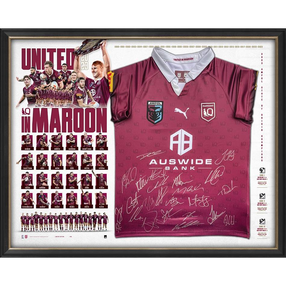 Queensland Maroons 2023 Champions State of Origin Official Jersey Framed - 6072 LAST ONE