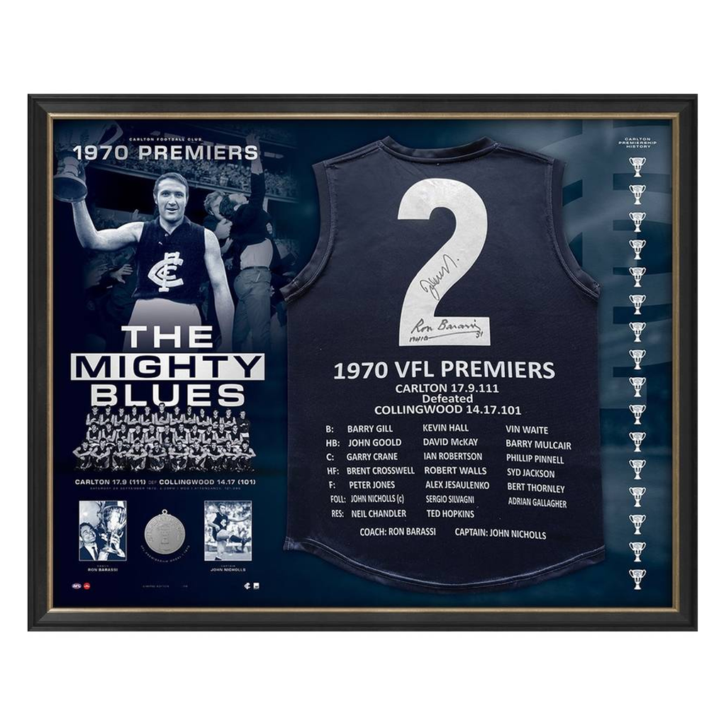 Ron Barassi And John Nicholls Dual Signed Carlton Official Guernsey Framed - 5918