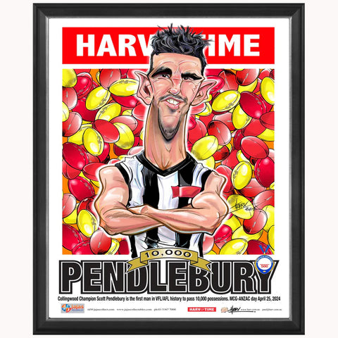 Scott Pendlebury Collingwood Legend 10,000 Possessions L/E Harv Time Print Framed - 5902