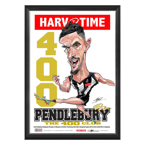 Scott Pendlebury Collingwood 400 Games L/E Harv Time Print Framed - 5975