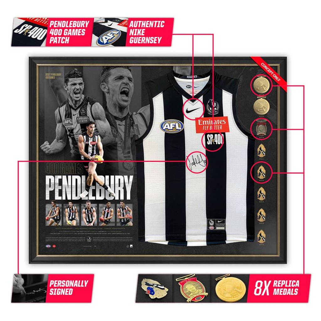 Scott Pendlebury Deluxe Signed 400 Games Collingwood Official AFL Guernsey Framed - 5971