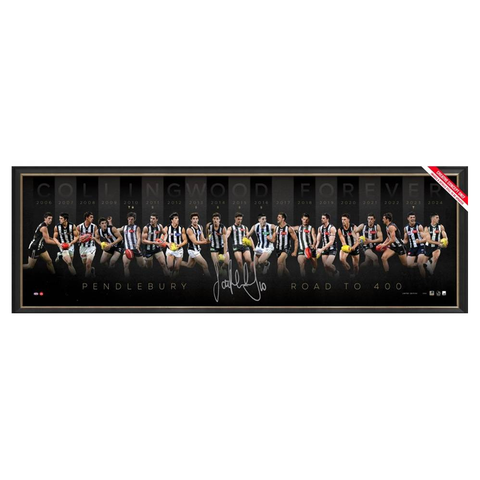 Scott Pendlebury Signed Collingwood 400 Games Official AFL Time Line Lithograph Framed - 5973