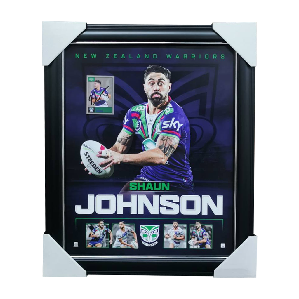 Shaun Johnson New Zealand Warriors Official NRL Player Print Framed + Signed Card - 5974