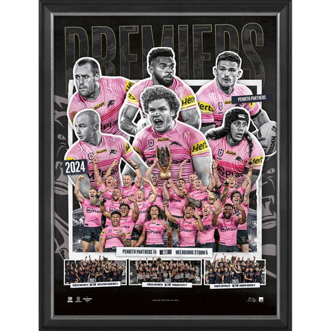 Penrith Panthers 2024 Premiers Official NRL Sportsprint Framed Dynasty - 6041