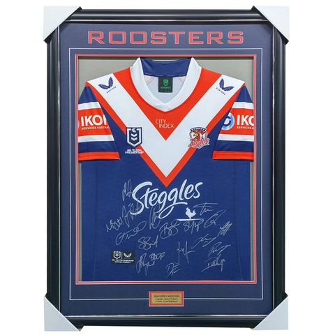 Sydney Roosters 2024 Team Signed Home Jersey Framed - 5986