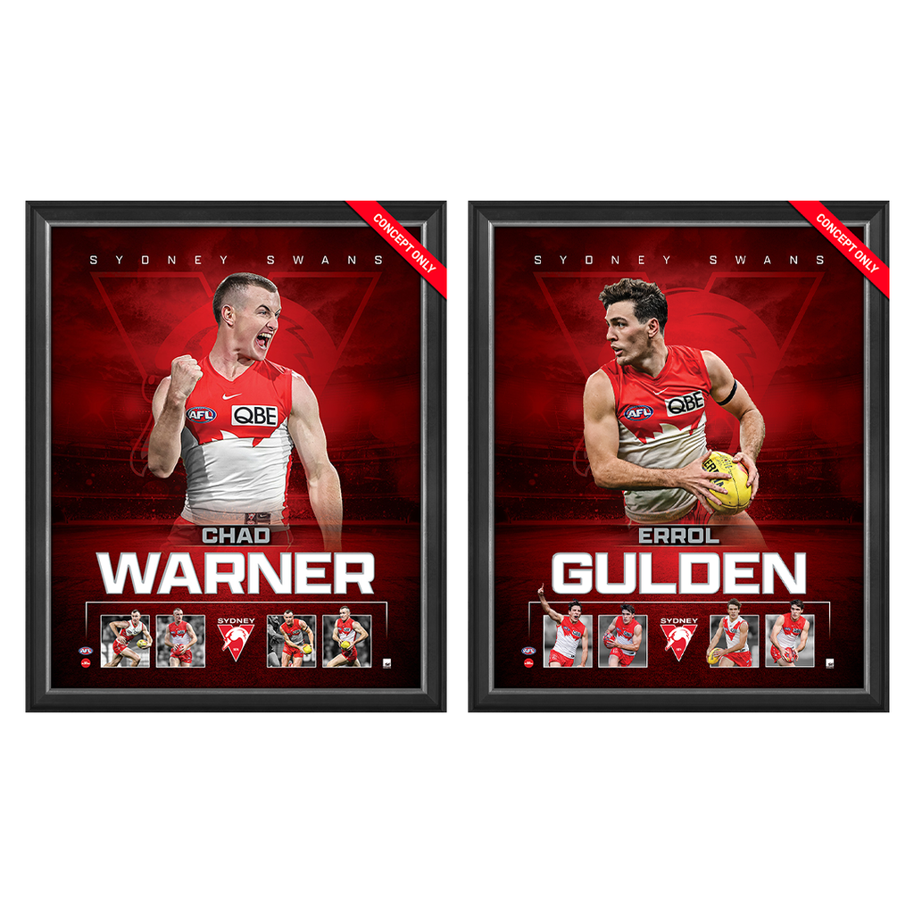 Sydney Swans Package Official Licensed AFL Prints Framed Chad Warner & Errol Gulden - 5955