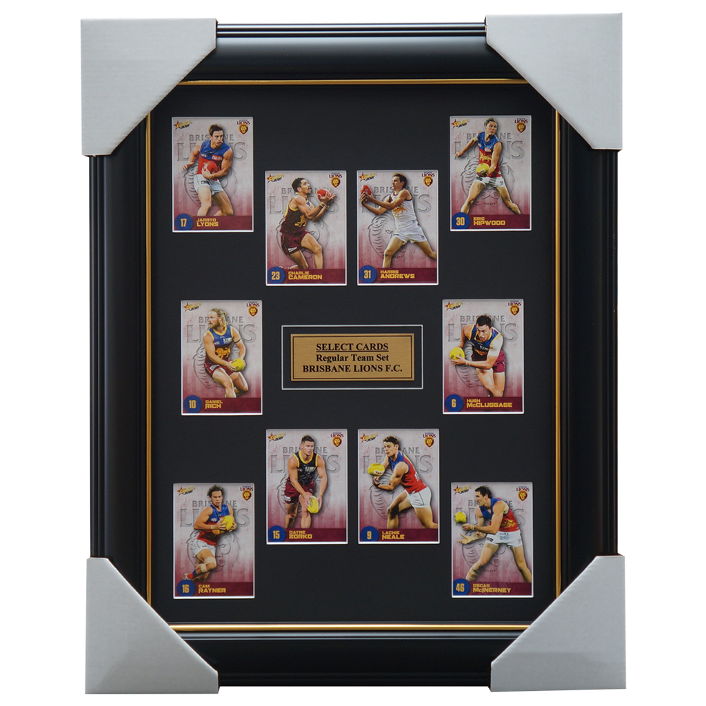 Brisbane Lions 2021 AFL Select Team Card Set Framed Neale Rayner Zorko - 4636