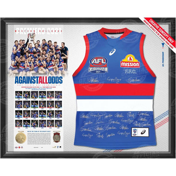 PRE-ORDER WESTERN BULLDOGS 2021 PREMIERS OFFICIAL TEAM SIGNED GUERNSEY ...