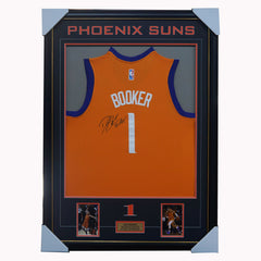 Devin Booker Signed Suns 35 x 43 Custom Framed Jersey (JSA) Suns