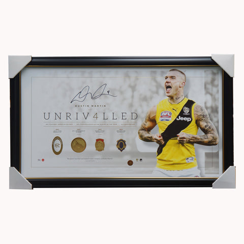 Dustin Martin Signed Richmond Unrivalled Afl Official Print Framed Inc 4 Medals - 3246