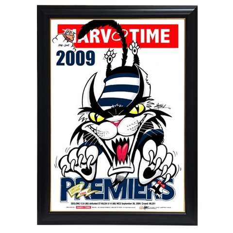 Geelong 2009 Premiers, Harv Time Print Framed - 4292