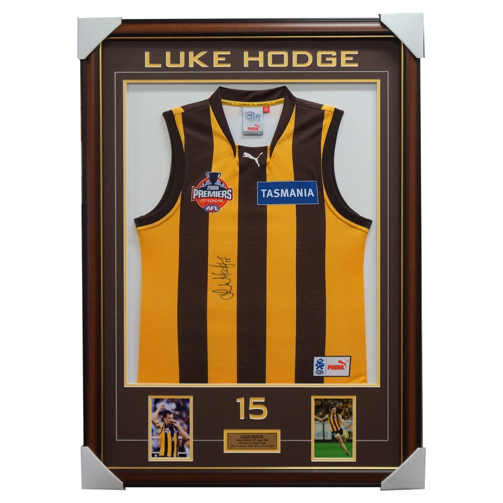 Luke Hodge Signed Hawthorn Premiers Jumper Framed with Photos - 3019