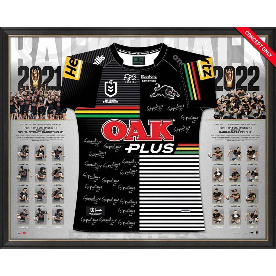 PENRITH PANTHERS 2022 BACK TO BACK PREMIERS TEAM SIGNED JERSEY