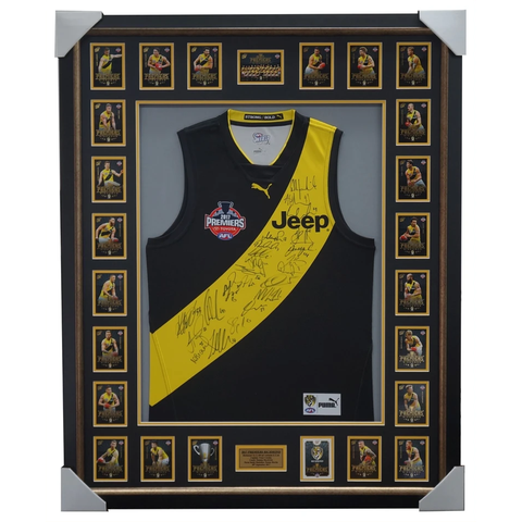 Richmond Team Signed 2017 Premiers Jumper Framed with Premiership Cards - 2252